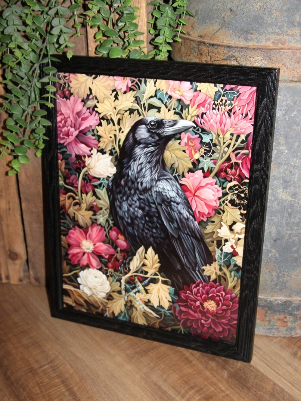 Moody BOHO Eclectic Farmhouse Black Raven Crow & Floral Wall Decor